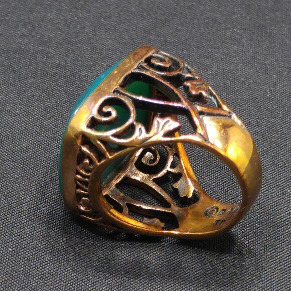 Barse Green Gemstone Ring, US Size 7 1/4, Bronze Copper Band - Picture 10 of 10